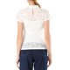 thumbnail image 3 of INSPIRE CHIC Blusa de Mujer con Espalda de Ojal Manga Corta Cuello Alto Semi Transparente Talla S Blanca, 3 of 7