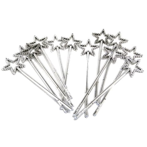 Rhode Island Novelty - Mini Lentejuelas Plateadas De Star Wands Rhode Island, Paquete De 12