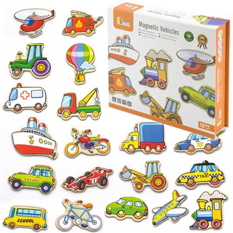 Viga - Juguete Madera Vehiculos Magneticos 20 Pz