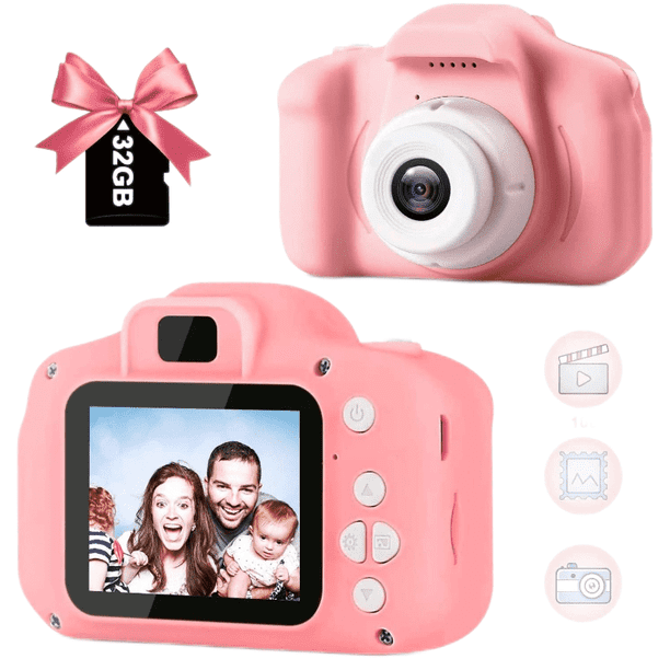 1080P Kids Digital Camera, Color Toy Kids Rechargeable Camera With 2 Inch Screen 13MP With 32G SD Card