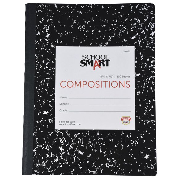 Libro de composición School Smart, semirrígido, rayado, 100 sht