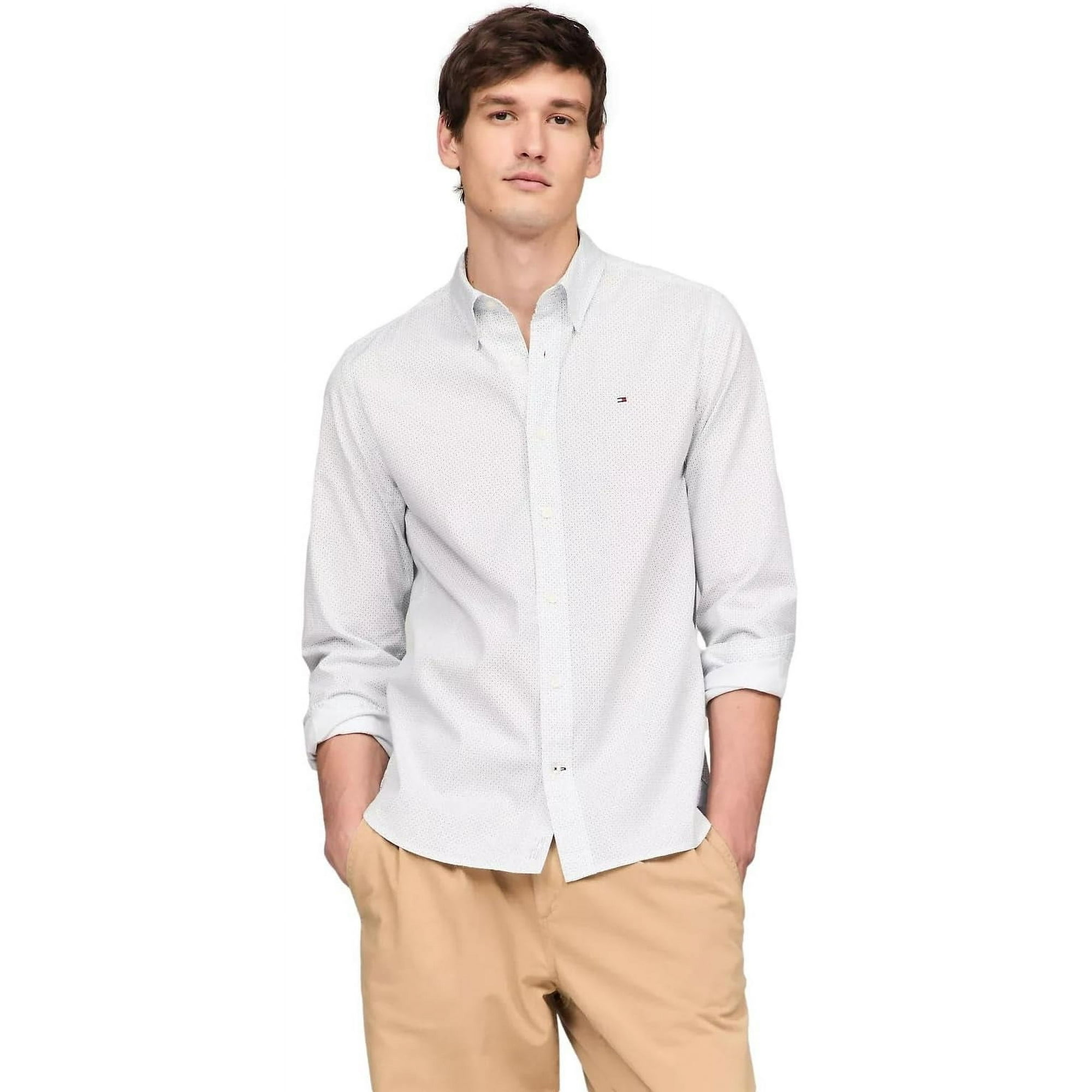 Camisa Tommy Hilfiger Para Hombre, Manga Larga, Con Botones, Corte Regular