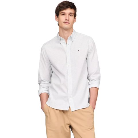 Camisa Tommy Hilfiger Para Hombre, Manga Larga, Con Botones, Corte Regular