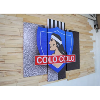 Genérico - Cuadro Tríptico 90X80Cm Colo Colo. Bastidor De Madera