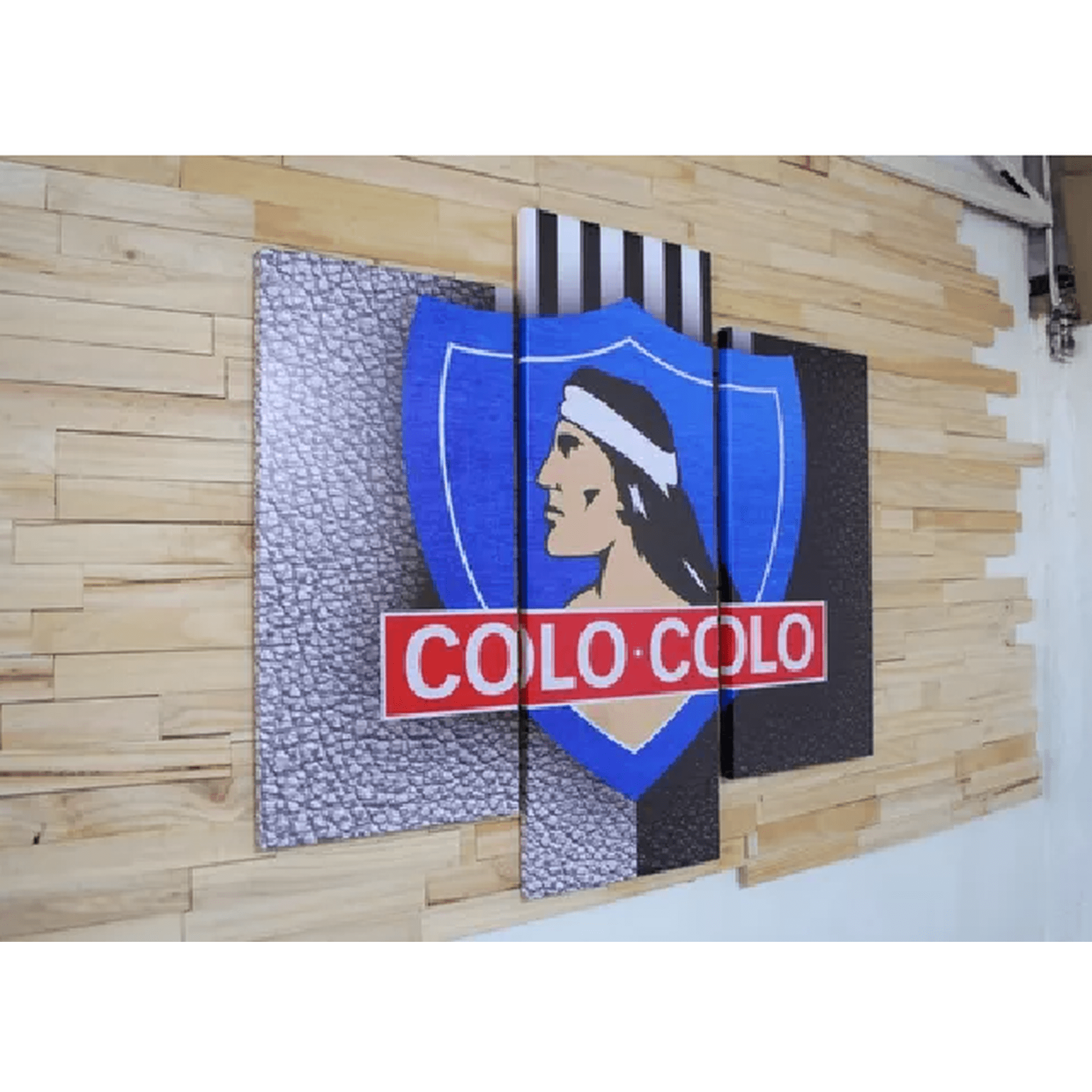 Genérico - Cuadro Tríptico 90x80cm Colo Colo. Bastidor De Madera