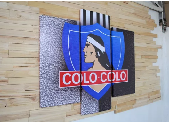 Genérico - Cuadro Tríptico 90X80Cm Colo Colo. Bastidor De Madera