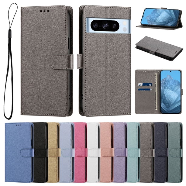 Funda Cartera de PU para Google Pixel 8 Pro con Tarjetas, Gris
