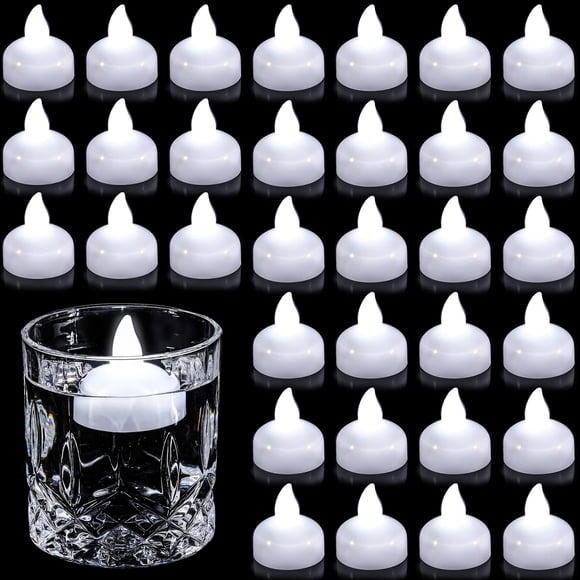 Velas LED Honoson Pack de 36, Impermeables, Blancas, 4 cm