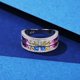 thumbnail image 3 of WAHZAUS Anillo de Circonia Corte Princesa Colorido de Plata Esterlina 925 para Mujer Moda Personalidad Moderno Fino Multicolor Joyería Arcoíris, 3 of 7