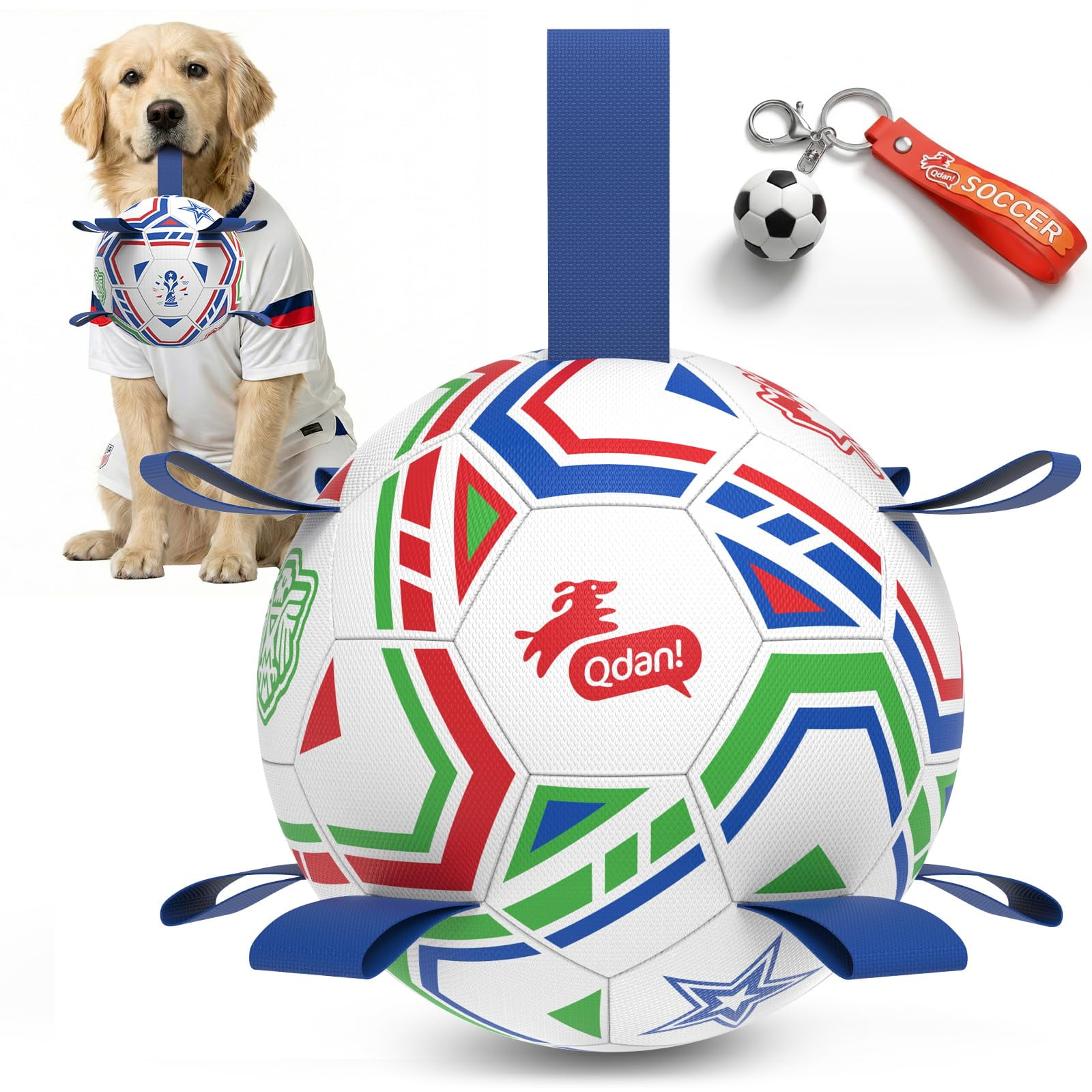 Pelota De Fútbol Para Perros Qdan De 20 Cm, Juguete Interactivo Para Tirar Y Entrenar