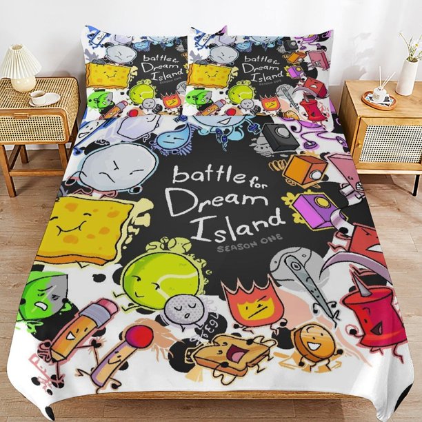 x224 Battle for Dream Island BFDI Bed Duvet Cover Microfiber Bedding Sets 3D Printed Lightweight 3 Piece Comforter Sets, 1 Duvet Cover And 2 Pillow Shams for Kids Boys Girls 79"x90" jn224