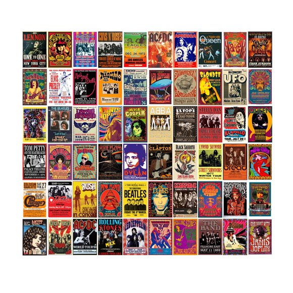 Set de pósters WOONKIT Vintage Rock Band de los 70, 80 y 90 x 15 cm