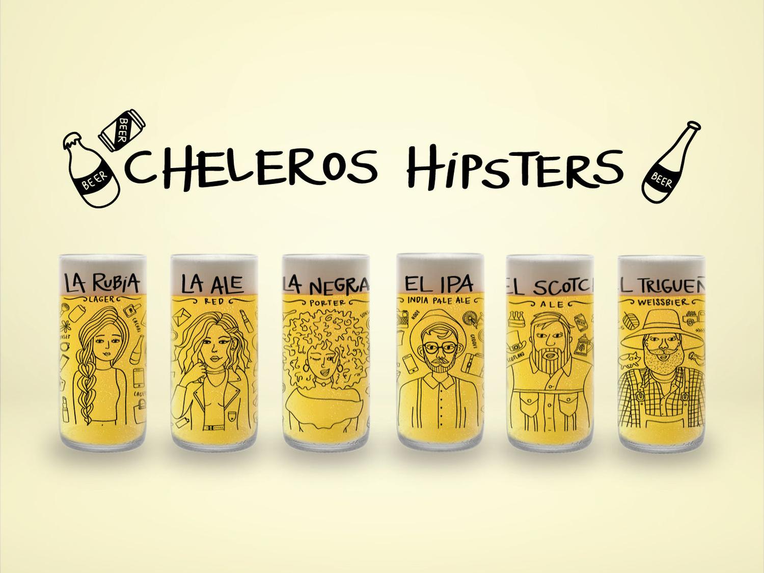 Green Glass - Cheleros Hipsters Juego De 6 Vasos Negro
