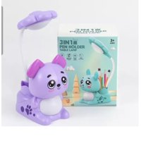 El Edén - Lampara Led, Sacapuntas, Lapicero 3 En 1, Diseño Cachorro Lila