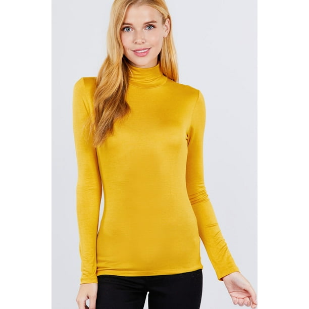 Top de Jersey de Rayón con Cuello de Tortuga
