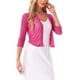thumbnail image 4 of INSPIRE CHIC Bolero de Malla Transparente para Mujer de Halloween, Chaqueta Ligera Recortada con Mangas 3/4, Fucsia XS, 4 of 6