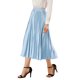 thumbnail image 4 of Falda de fiesta plisada midi con cintura elástica metálica para mujer de NOMADIC NOOK L Azul, 4 of 7