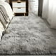 thumbnail image 2 of Alfombra grande para sala de estar, dormitorio, peluda, esponjosa, lavable, suave, para decoración del hogar (blanco y gris, 160 x 200 cm), 2 of 5