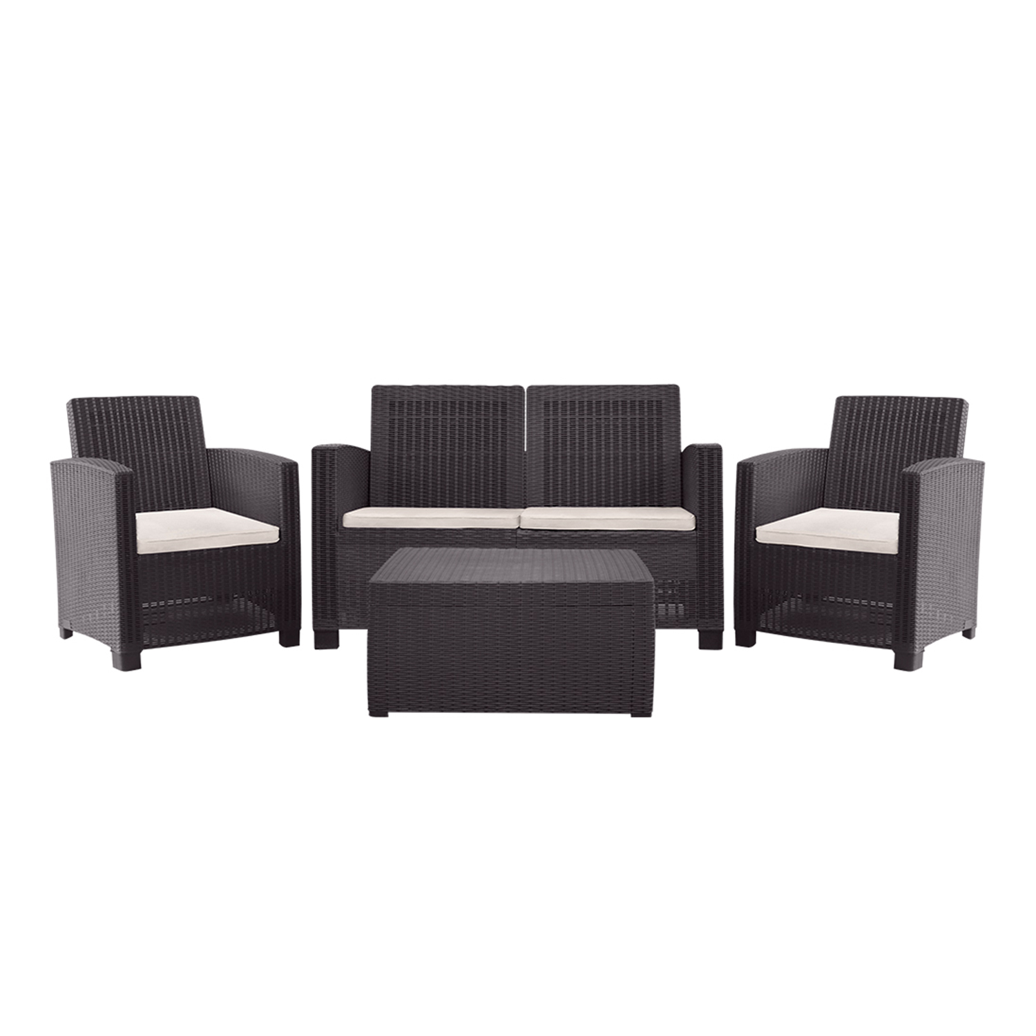 Sanchia - Juego Terraza Álamo Doble Chocolate 4 Personas