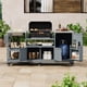 thumbnail image 1 of K&K 75.4" Outdoor Kitchen Island with Sink, Solid Wood Outdoor Grill Cart for XL Green Egg Grills, Rolling Outdoor Bar Cart with Stainless Steel Top, for Pizza Prep & BBQ, Grey Blue, 1 of 3