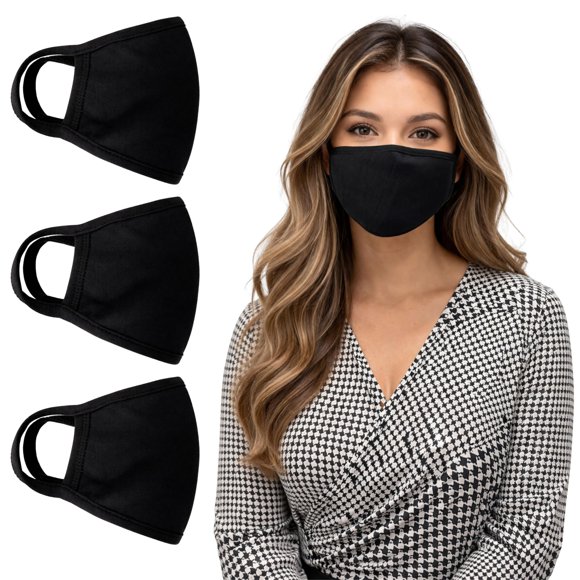 Mascarillas de Tela ZOFINA Negras 3 Unidades Reutilizables