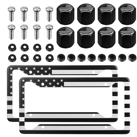 Juego de soportes para matrículas Vankcp Universal con bandera de EE. UU.