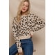 thumbnail image 1 of Saronite Suéter de Invierno de Viscosa Jacquard de Manga Larga con Estampado Animal, Cuello Redondo, Beige/Camel (para Mujer), 1 of 5