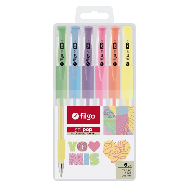 Roller Gel Pop / 6 Colores Pastel 1 Un Filgo