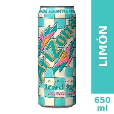 Bebida Té Helado Negro Sabor Limón Lata 650 Ml Arizona