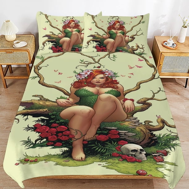 Poison Ivy Bedding Sets Ultra Soft Skin-Friendly Duvet Cover 3 Piece, Cute Comforter Cover Bed Set for Boys Girls Kids