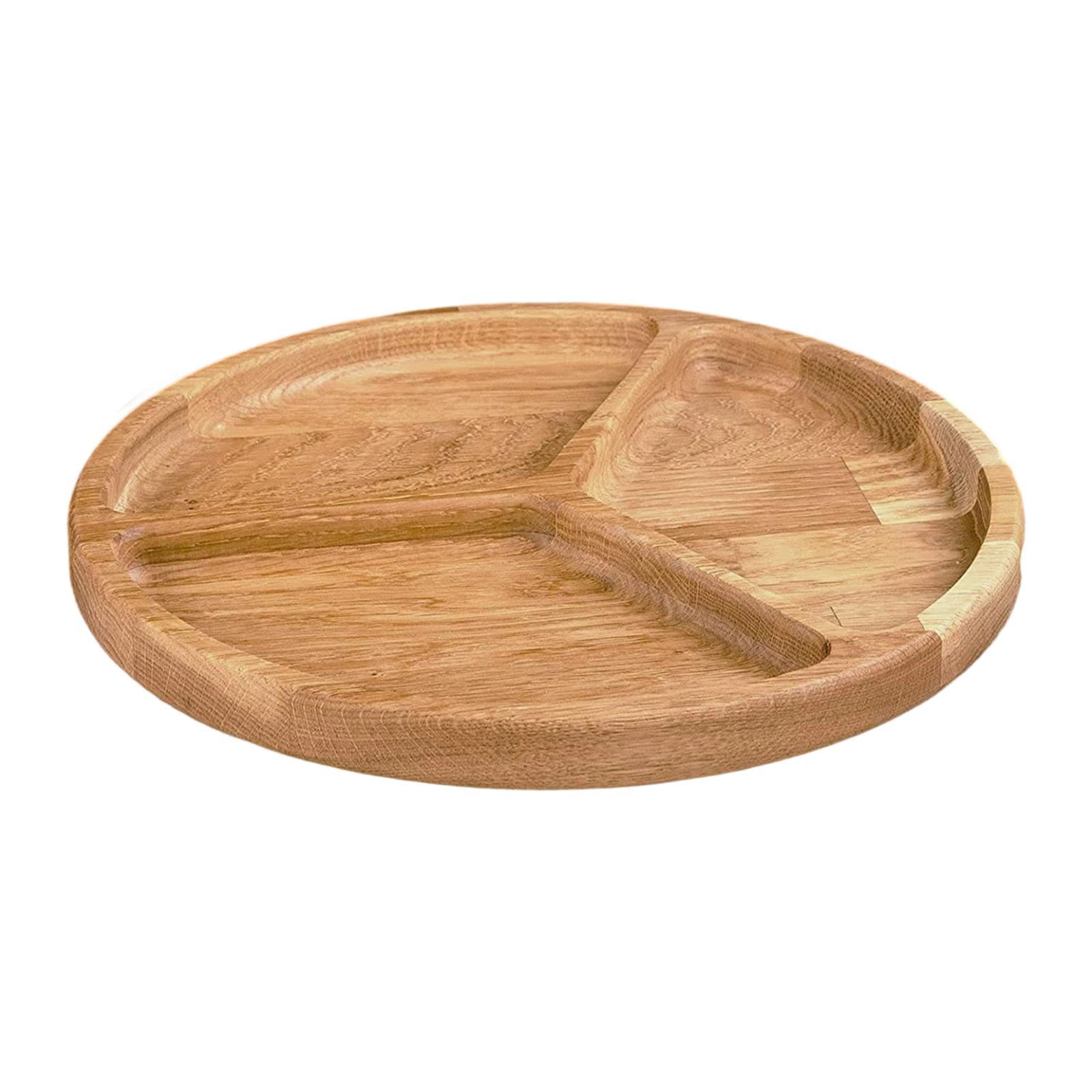 Magideal - Bandeja De Madera Dividida Para Servir, Bandeja De Madera Para Controlar Las Porciones Con 3 Compartimentos, Plato Rústico Para Aperitivos, Frutas, Qu