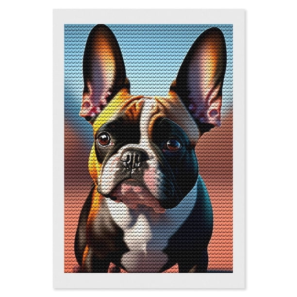 Bulldog Francés Kits de Pintura de Diamantes para Adultos 5D DIY Diamond Art Kits Full Drill Diamond Dots para Regalo Decoración de Pared y Relajación Artes de Gemas 20*30cm