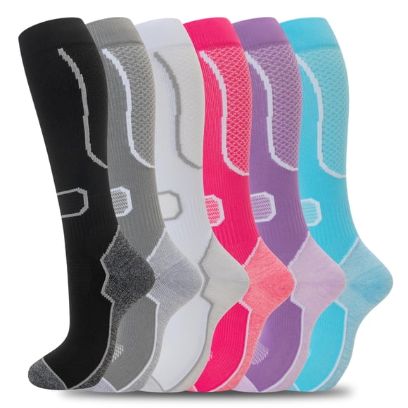 Calcetines de compresión fenglaoda para mujer y hombre, 6 pares hasta la rodilla