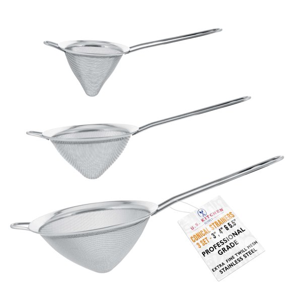 Juego de coladores U.S. Kitchen Supply de acero inoxidable de 3, 4 y 5,5 cm