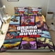 thumbnail image 1 of Grand Theft Auto GTA Conjunto de sábanas temático, trío de piezas, cómodo y amigable con la piel, diseño único, regalo de decoración para el hogar para familiares, amigos y fans,135cm *200cm, 1 of 6