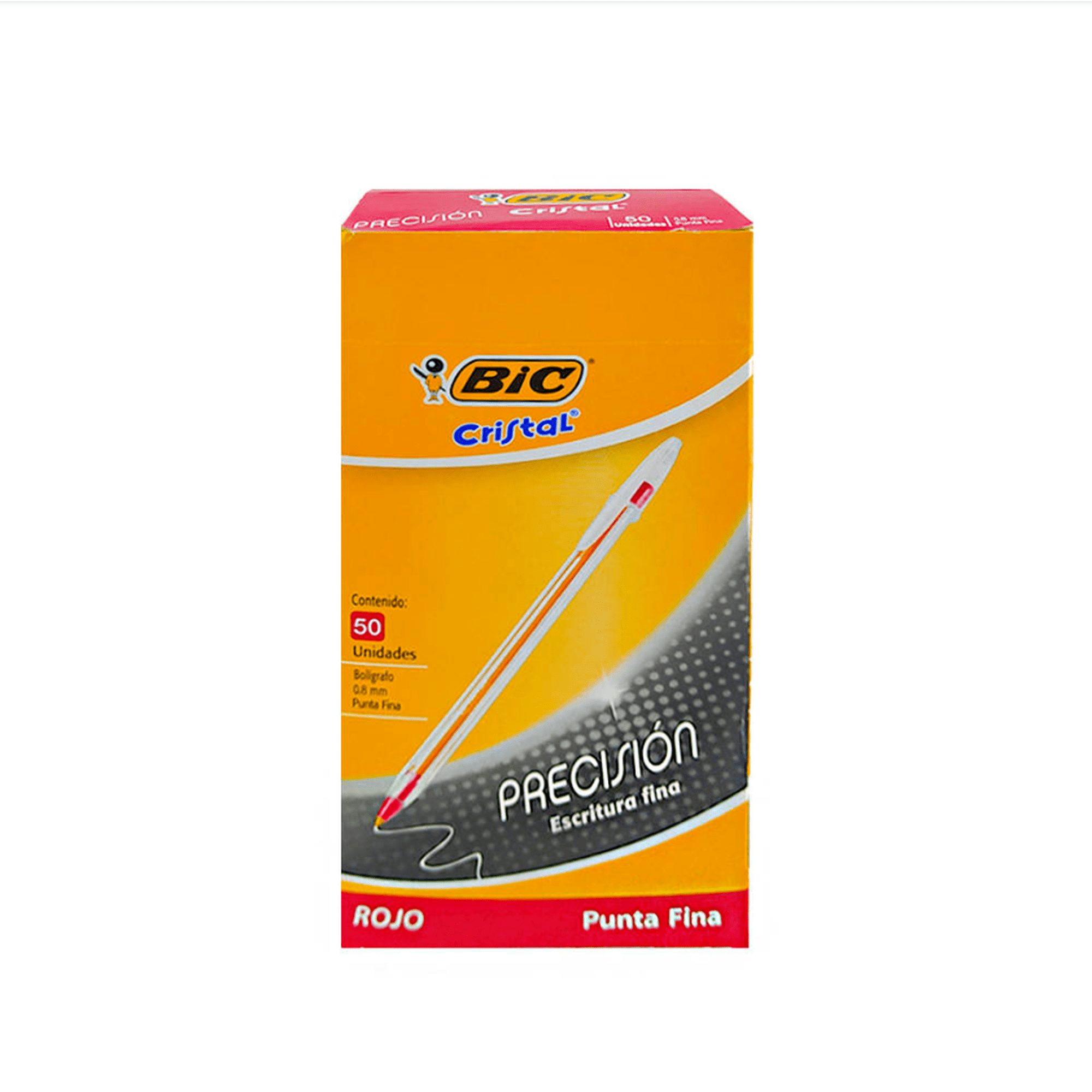 Pack 50 Bic Cristal 0.8 Punta Fina Rojo