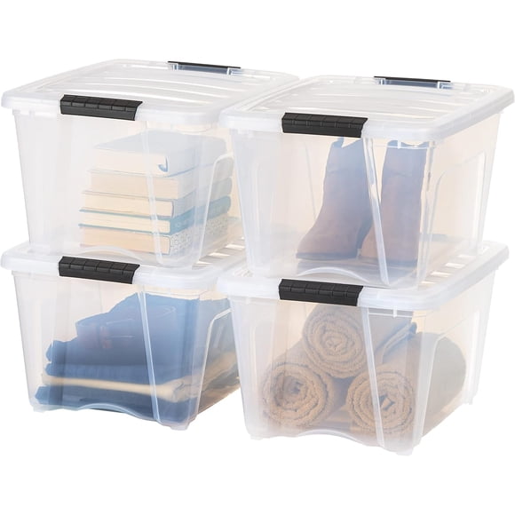 Contenedores de almacenamiento Iris USA, 32 L, apilables con tapas, 4 unidades, sin BPA