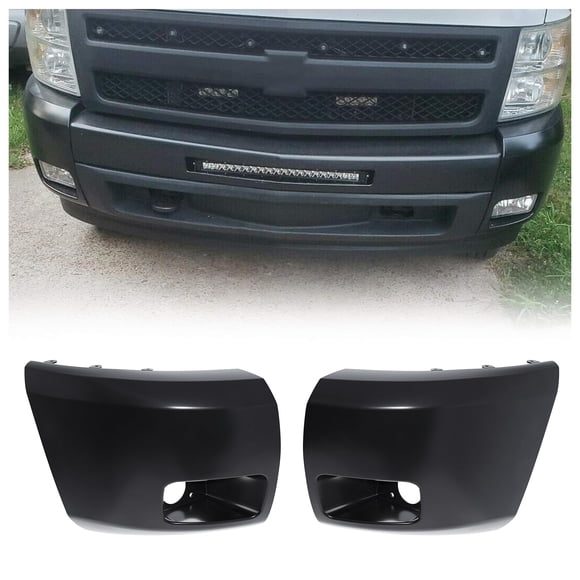 Tapas de parachoques delantero KUAFU para Chevrolet Silverado 2007‑2013, 2 piezas, negro
