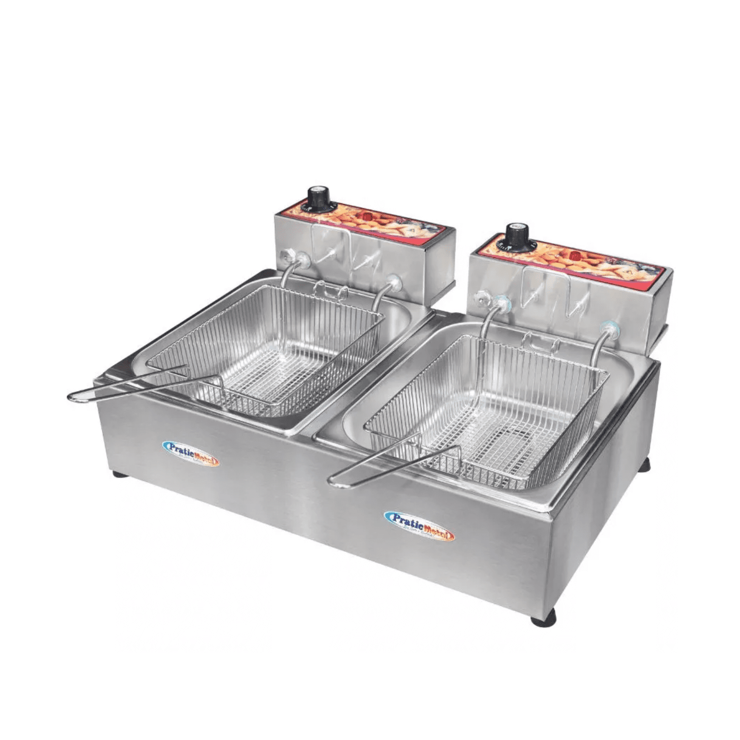 Importclick - Freidora Eléctrica Industrial 2 Canastos Acero Inoxidable 10 Litros 220v