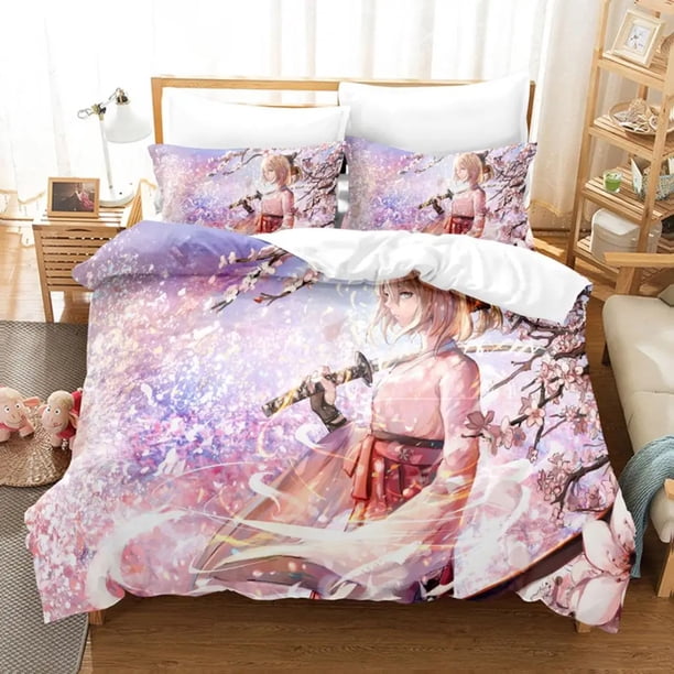 ing Anime Fate EXTRA 2_3PCS Bedding Set Boys Girls Twin Size Duvet Cover Pillowcase Bed Kids Adult Home Textiles Bed Sheets