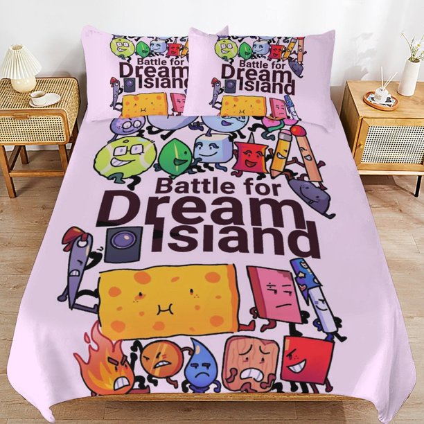 x558 Battle for Dream Island BFDI Bed Duvet Cover Microfiber Bedding Sets 3D Printed Lightweight 3 Piece Comforter Sets, 1 Duvet Cover And 2 Pillow Shams for Kids Boys Girls 90"x90" jn558