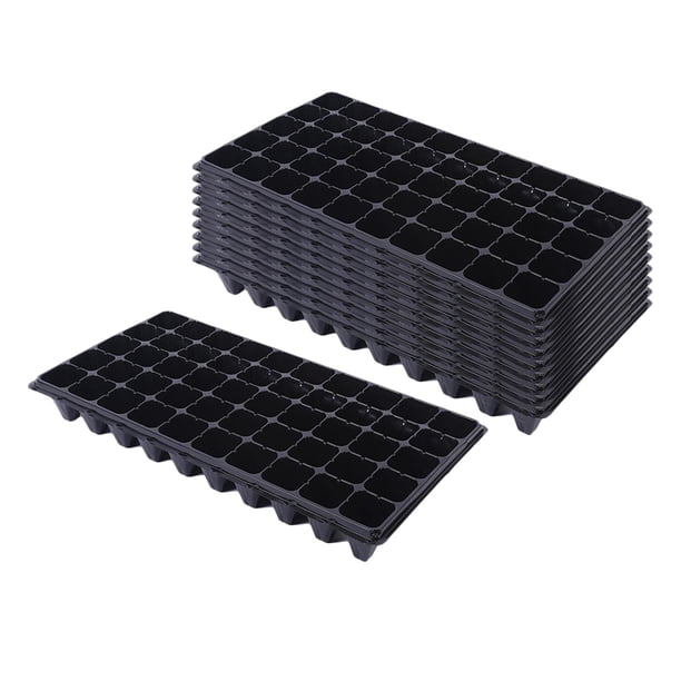 Paquete de 10 Bandejas Gruesas para Plántulas, Bandejas para Plantar Plántulas, Bandejas de Propagación con Agujeros, Bandejas para Inicio de Plántula 80g