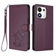 thumbnail image 1 of Honor 600 Smart Funda Billetera con Estampado de Gato, Morado Oscuro, 1 of 6