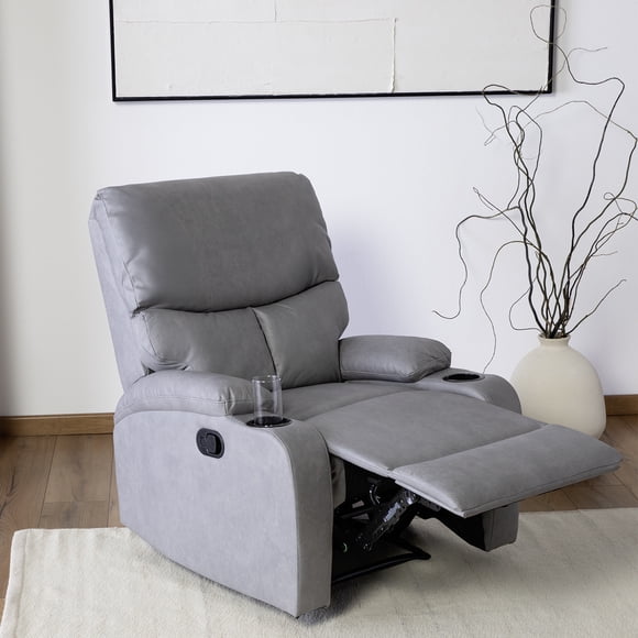 Bergere Reclinable New Dante Grey Con Posavasos