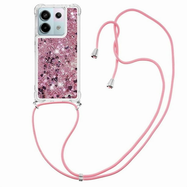 Funda FOXDOCK para Xiaomi Redmi Note 13 Pro 5G con Cuerda Ajustable, Brillo Líquido, Protección Antigolpes y Lente – Ideal para Regalo