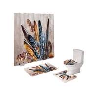 Mylhogar - Set De Baño 5 Piezas Cortina Mas Alfombras Mas Forro De Ducha