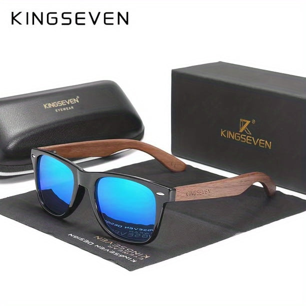 Handmade Wooden Sunglasses by KINGSEVEN - UV400 Protection, Polarized Lenses, Retro Design - Perfect for Men & Women!