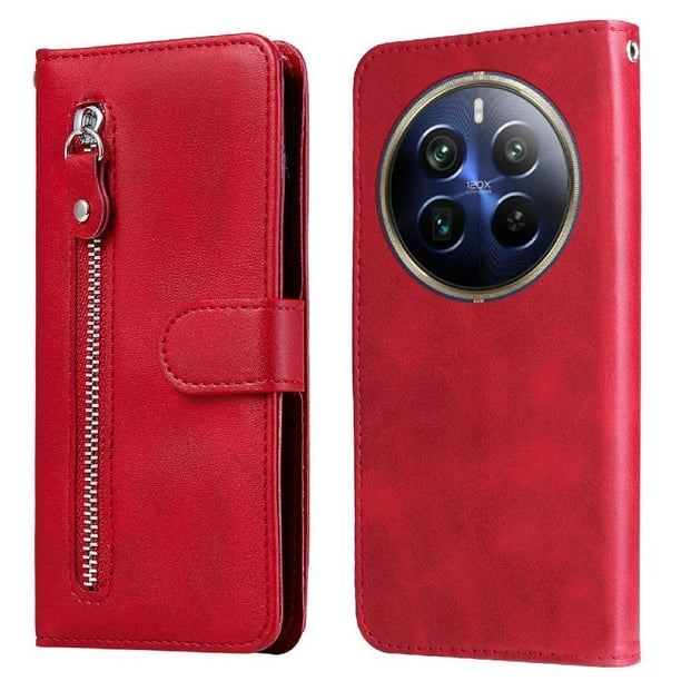 Funda con Cremallera para Realme 13 Pro 5G, Carcasa Cartera de Cuero PU con Soporte y Tarjetero