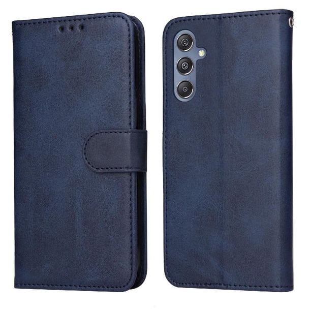 Funda Billetera para Samsung Galaxy M34 5G con Porta Tarjetas y Soporte Ajustable Azul