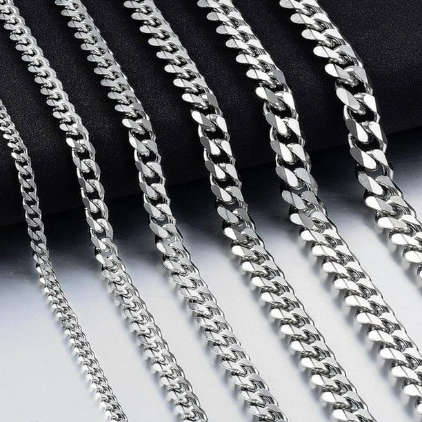 Stunning Men's Stainless Steel Cuban Link Chain Necklace - 60cm/23.62'' Artificial Jewelry Accessories 3.0mm/5.0mm/7.0mm Length